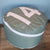 Round pouffe in recycled sailcloth in sailcloth made in france