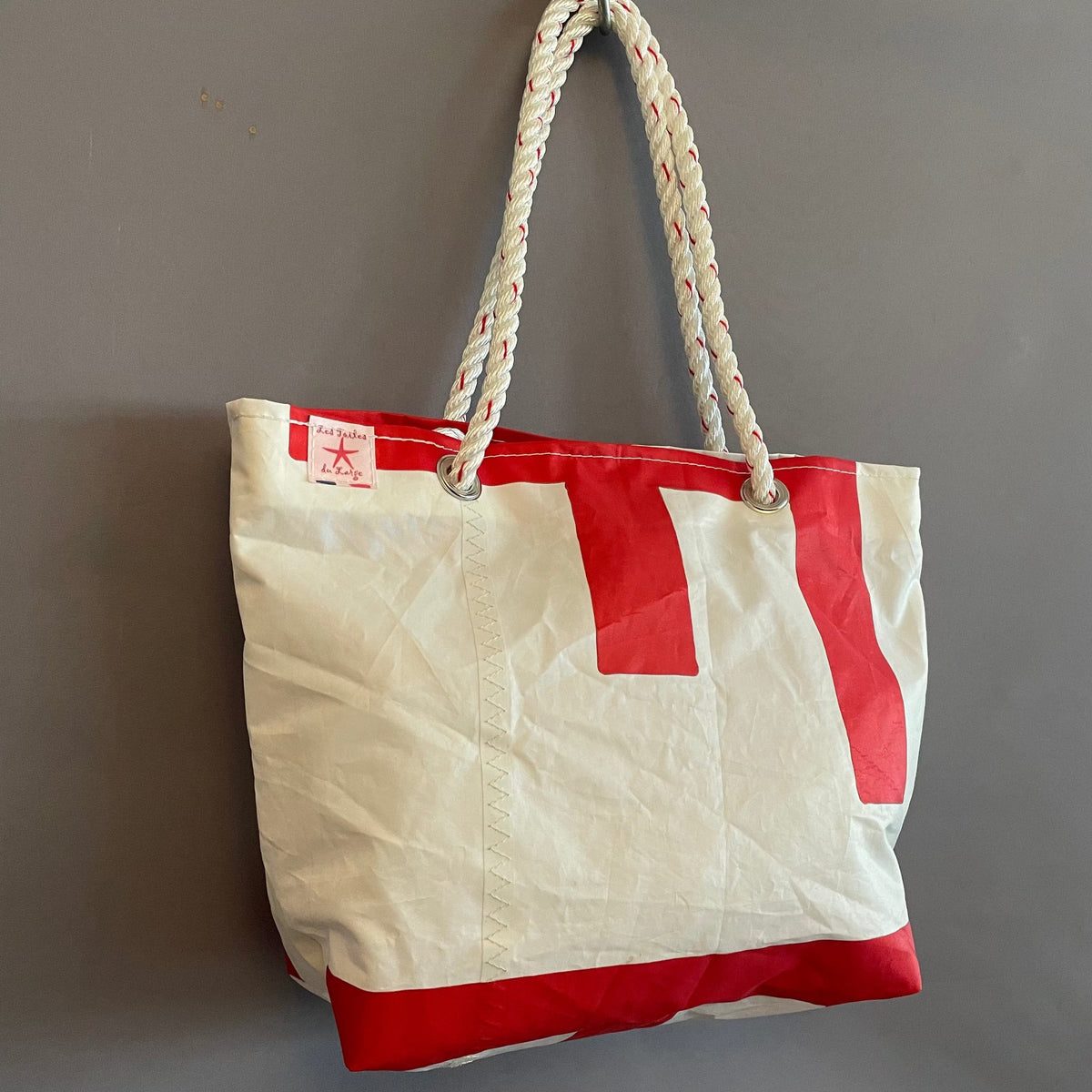Sea Bags Golden Retriever Recycled Sail Cloth Tote - Large Durable Beach & Travel Bag