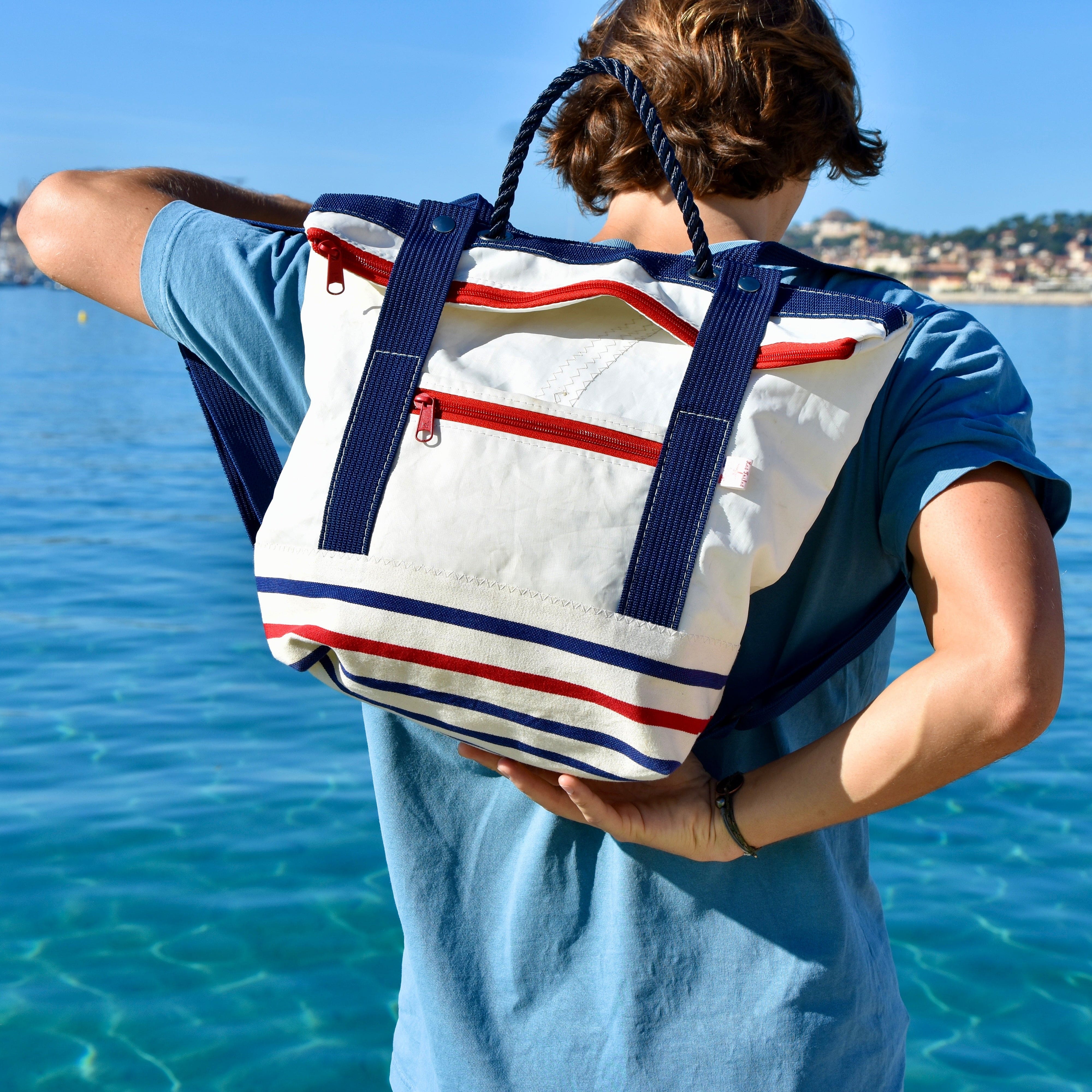 canvas travel tote sail bag marine store Sac à Dos | Voile recyclée - Made in France