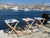 Wooden stool and recycled boat sail made in france